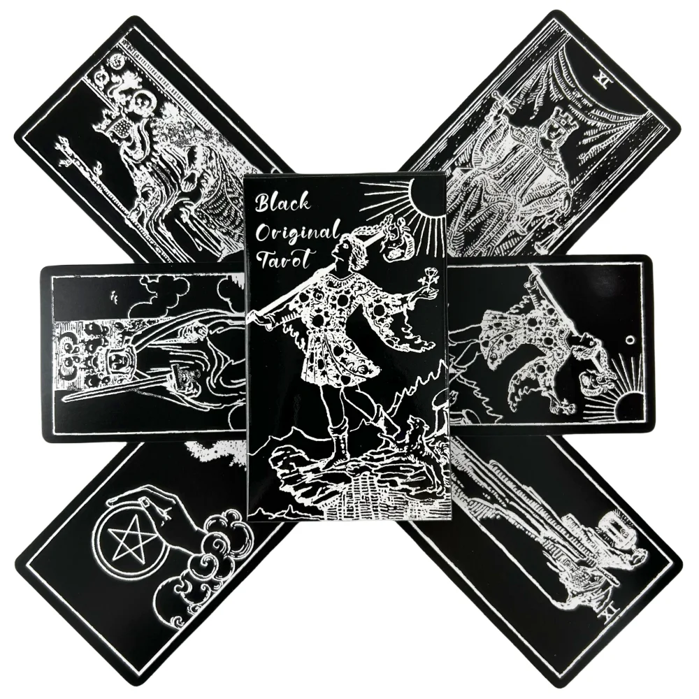 Baraja de Tarot Rider en Blanco y Negro, 78 Cartas de Tarot para Principiantes, Sistema de Tarot de Bolsillo