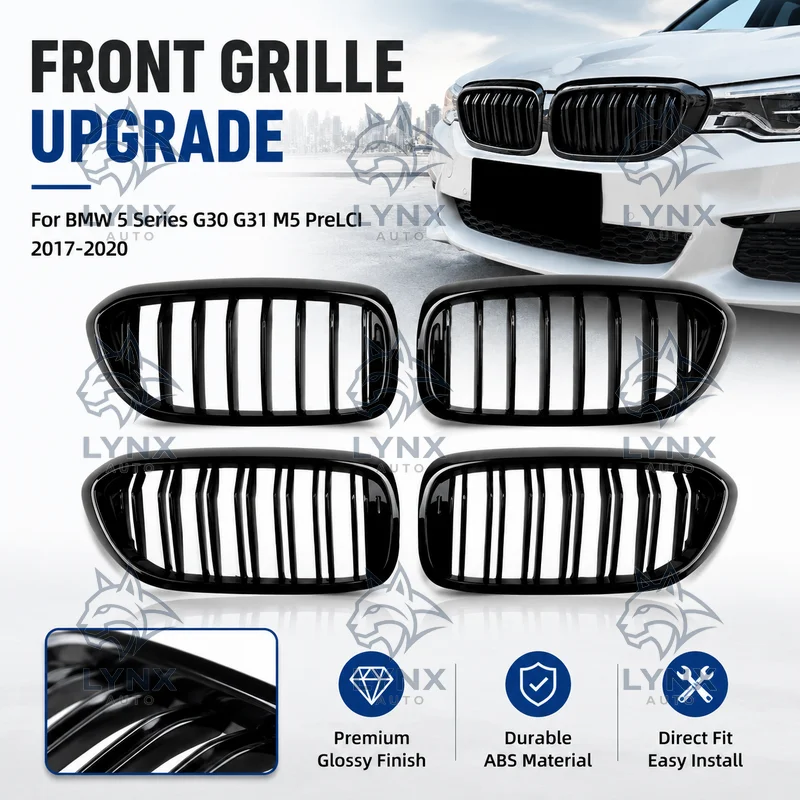 For BMW 5 Series G30 G31 M5 PreLCI 2017-2020 Single Double Line Front Grille Mesh Modification Aftermarket Racing