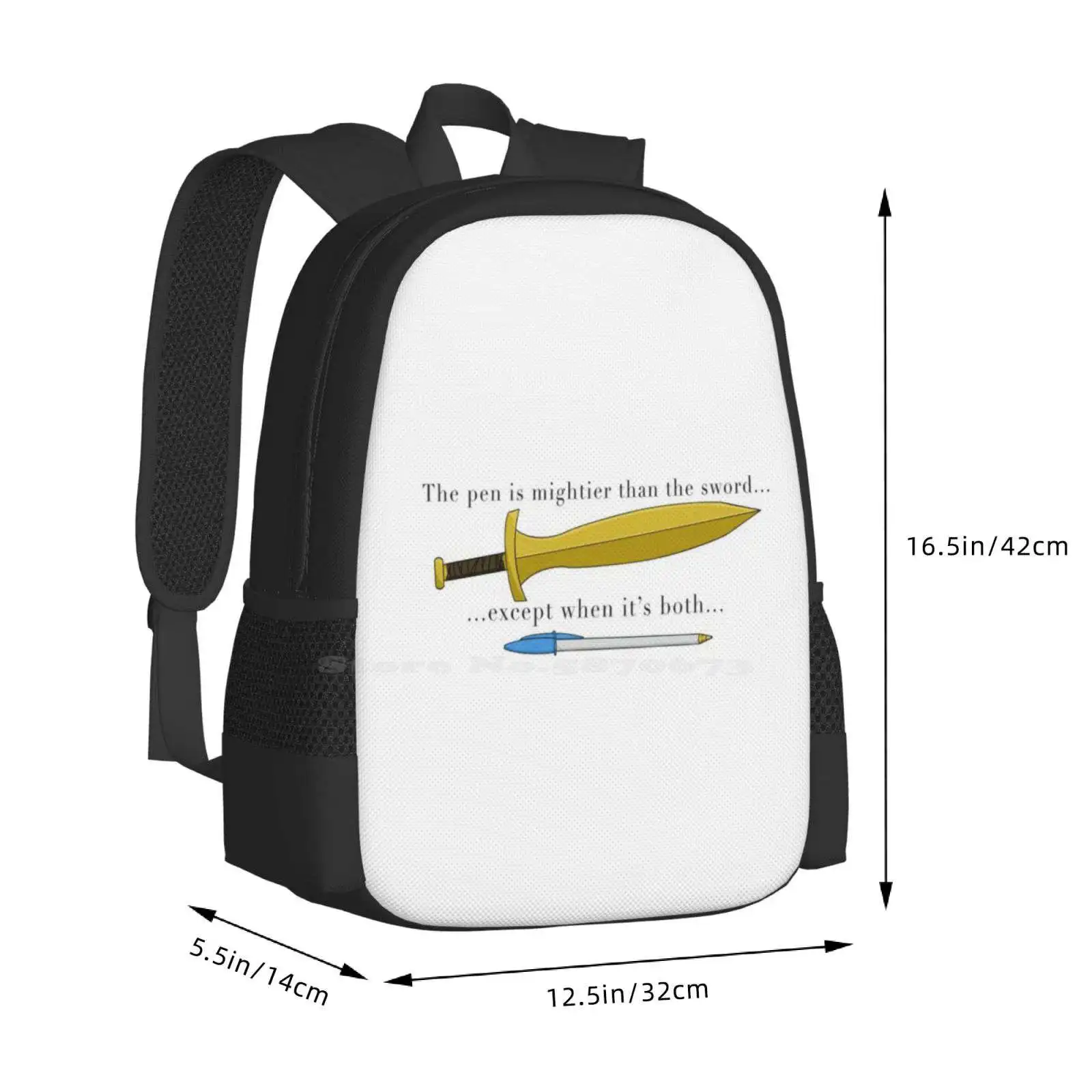 Pen Vs Sword 3D Print Design Backpack Student Bag Percy Jackson Pen Sword