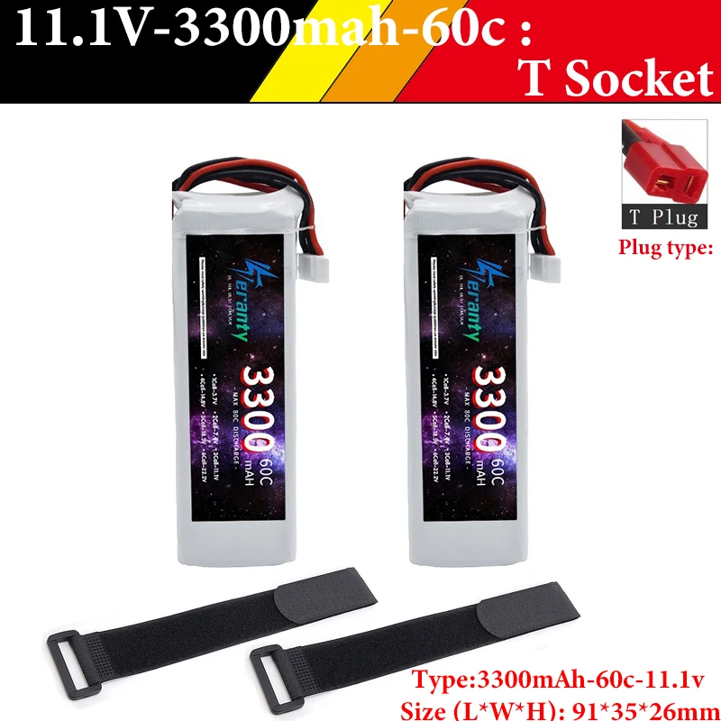 

3S 11,1 В Lipo аккумулятор для 3300 мАч 60C с Т-образным разъемом для радиоуправляемого самолета, квадрокоптера, дрона, FPV, лодки, вертолета