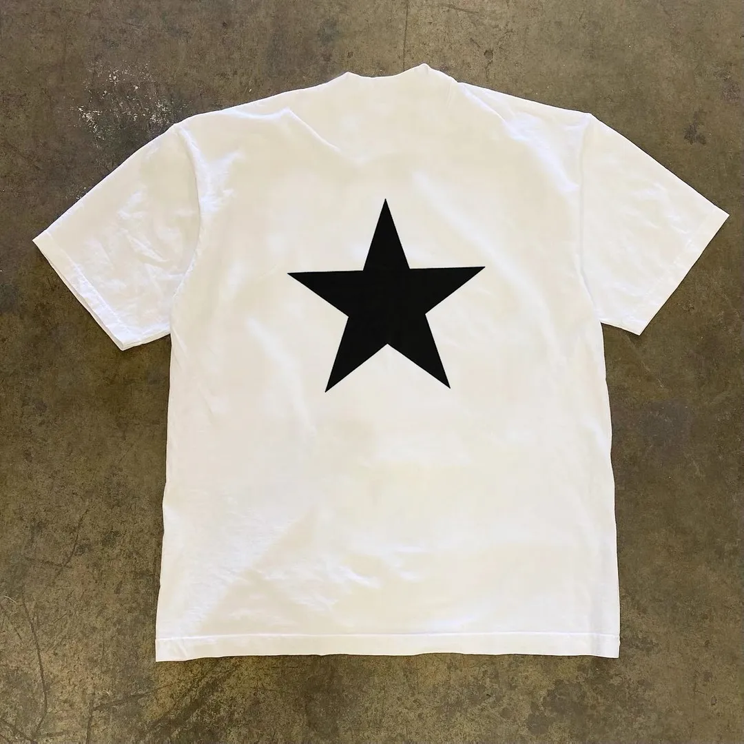 

Men's T-shirt Pure cotton five-pointed star American style personality pattern T-shirt O-collar short-sleeved men and women