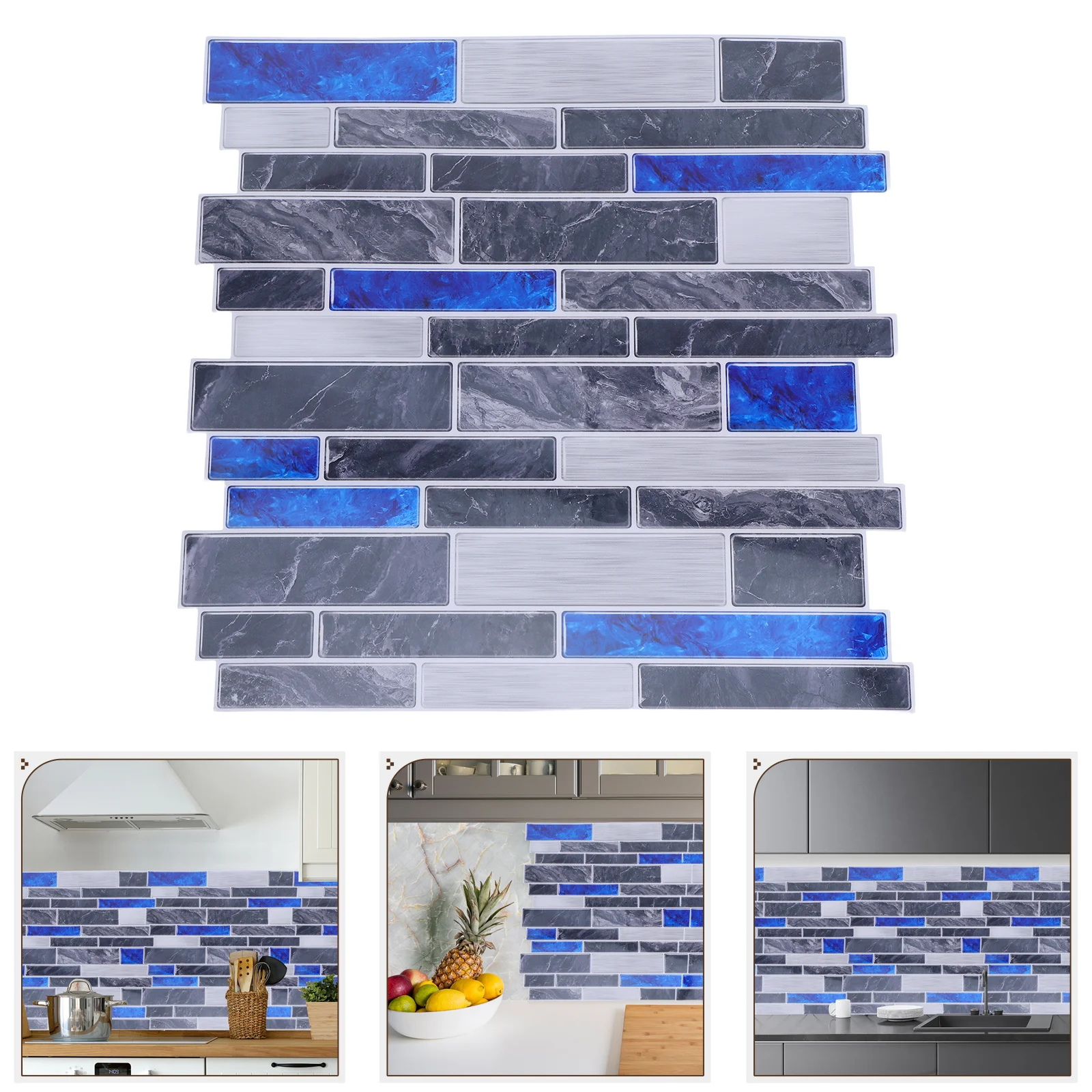 

10Pcs Self-Adhesive Wall Panel Stickers Marble Finish Waterproof PVC for Kitchen Bathroom Tiles Oil Proof Decorative