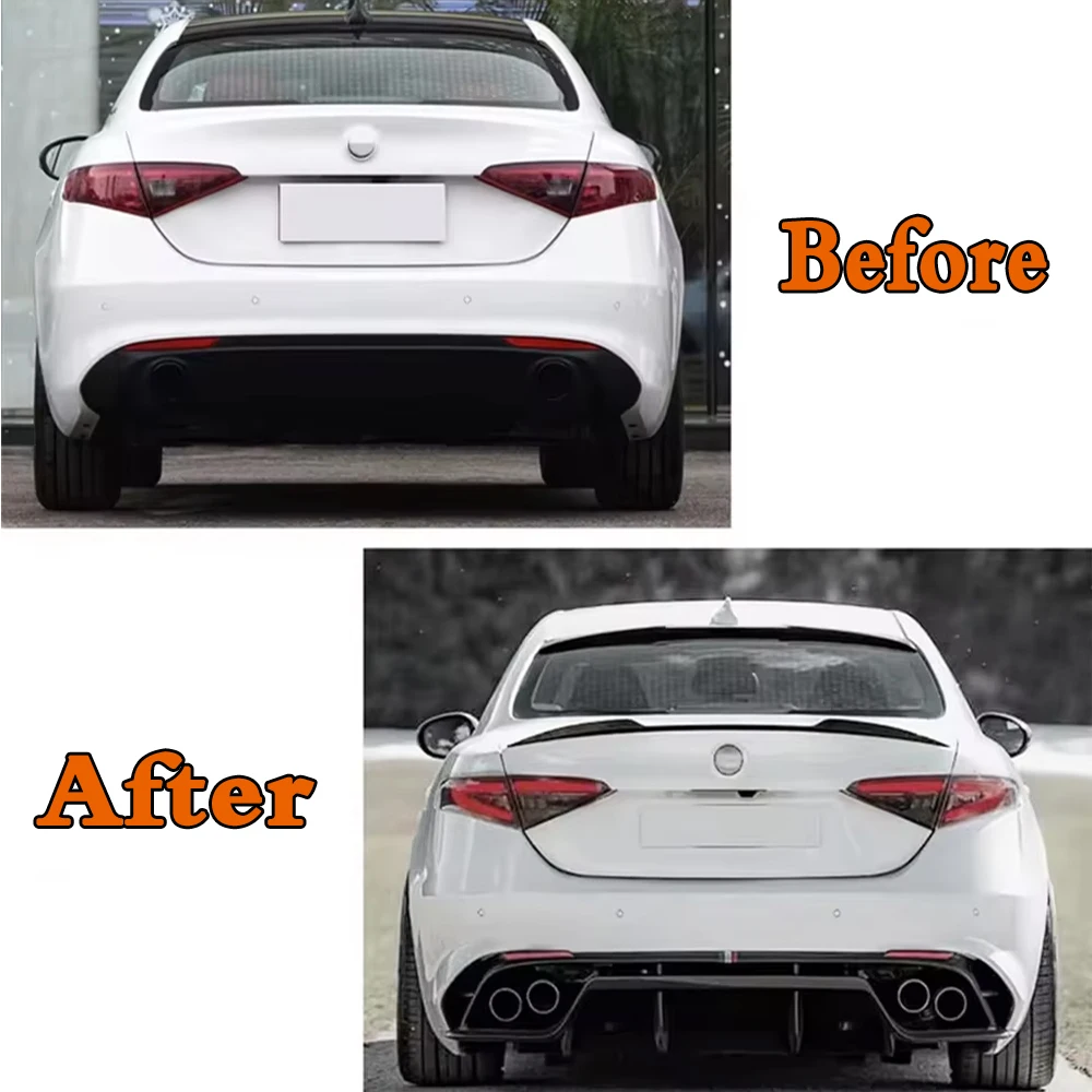 For Alfa Romeo Giulia Spoiler 2015 - 2023 Car Tail Wings Fixed Wind Spoiler Rear Wing Auto Fixed Wind Wing Gloss Black Accessory