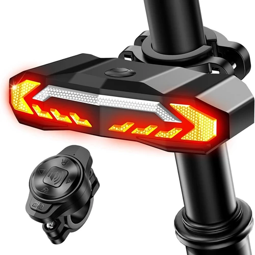 Luz trasera de bicicleta inteligente superior con señal de giro y luz de freno alarma antirrobo para bicicleta con control remoto, luz trasera de bicicleta impermeable IP65