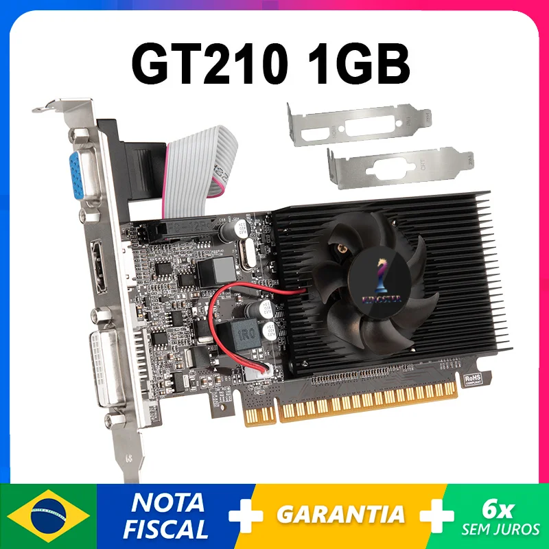 GT210 Graphics Video Card 1GB PCIE X16 2.0 NVIDIA DDR3 Graphics Card VGA HD DVI 64Bit 1800MHz GT210 GPU for Desktop Computer