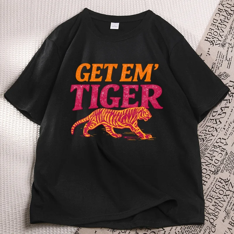 Funny Tiger Design Tshirts Men Women Trendy Short Sleeve Round Neck Printed T-shirt Casual Summer Cotton Printed Tshirts
