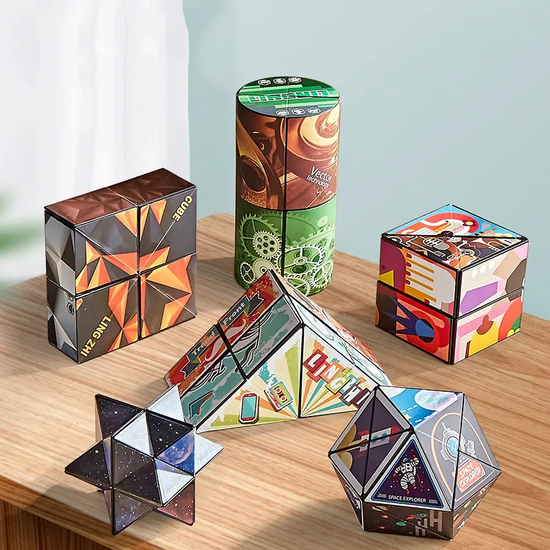 Kids Magic Cube Game Puzzle Toys Shape Shifting Box Geometric Changeable 3D Decompression Hand Flip Puzzle Stress Relief Games