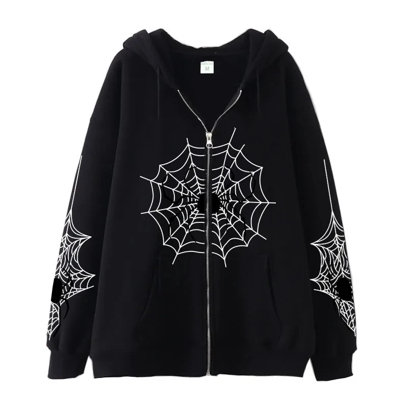 Druk 3D Spider Web Y2K zamek wysokiej jakości gotyckie Ins damskie bluzy i bluza luźne, ponadgabarytowe Harajuku HighStreet Streetwear