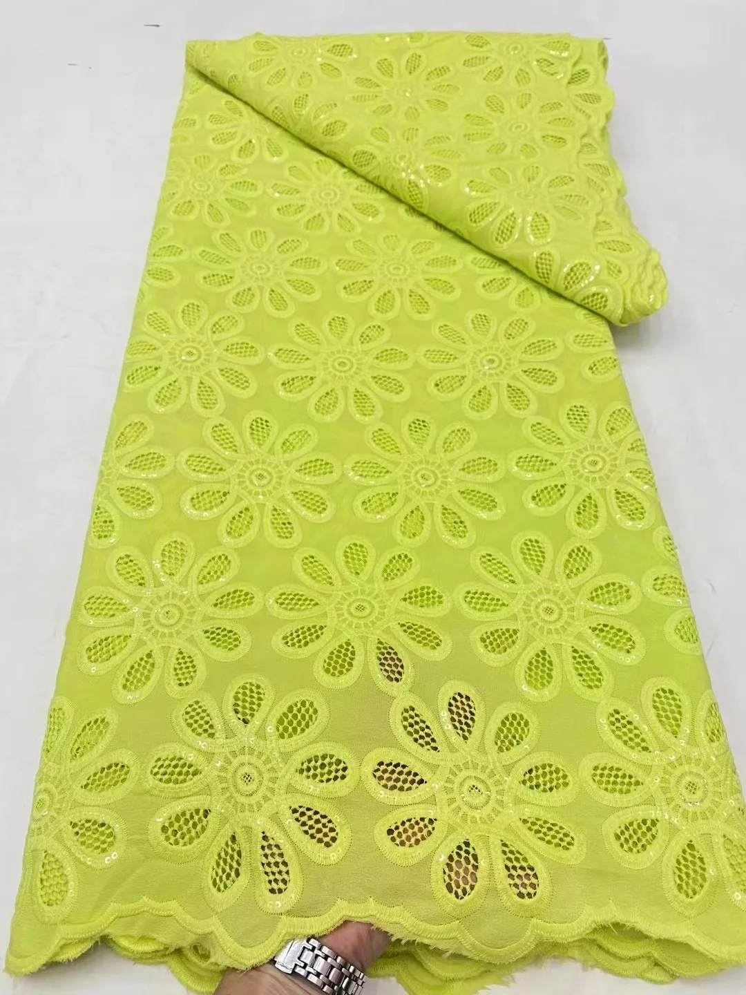 Clearance sale Wholesale African Lace Fabric With Sequins 2024 Yellow French Nigerian  Milk Silk Lace Fabric For Party Dress