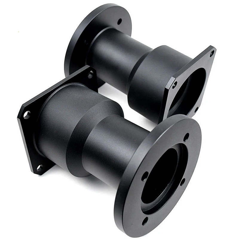 Black Anodized Aluminum Flange Sleeve CNC Turning Step Bushing Mechanical Fixing Hub Custom Machining Spacer Adapter