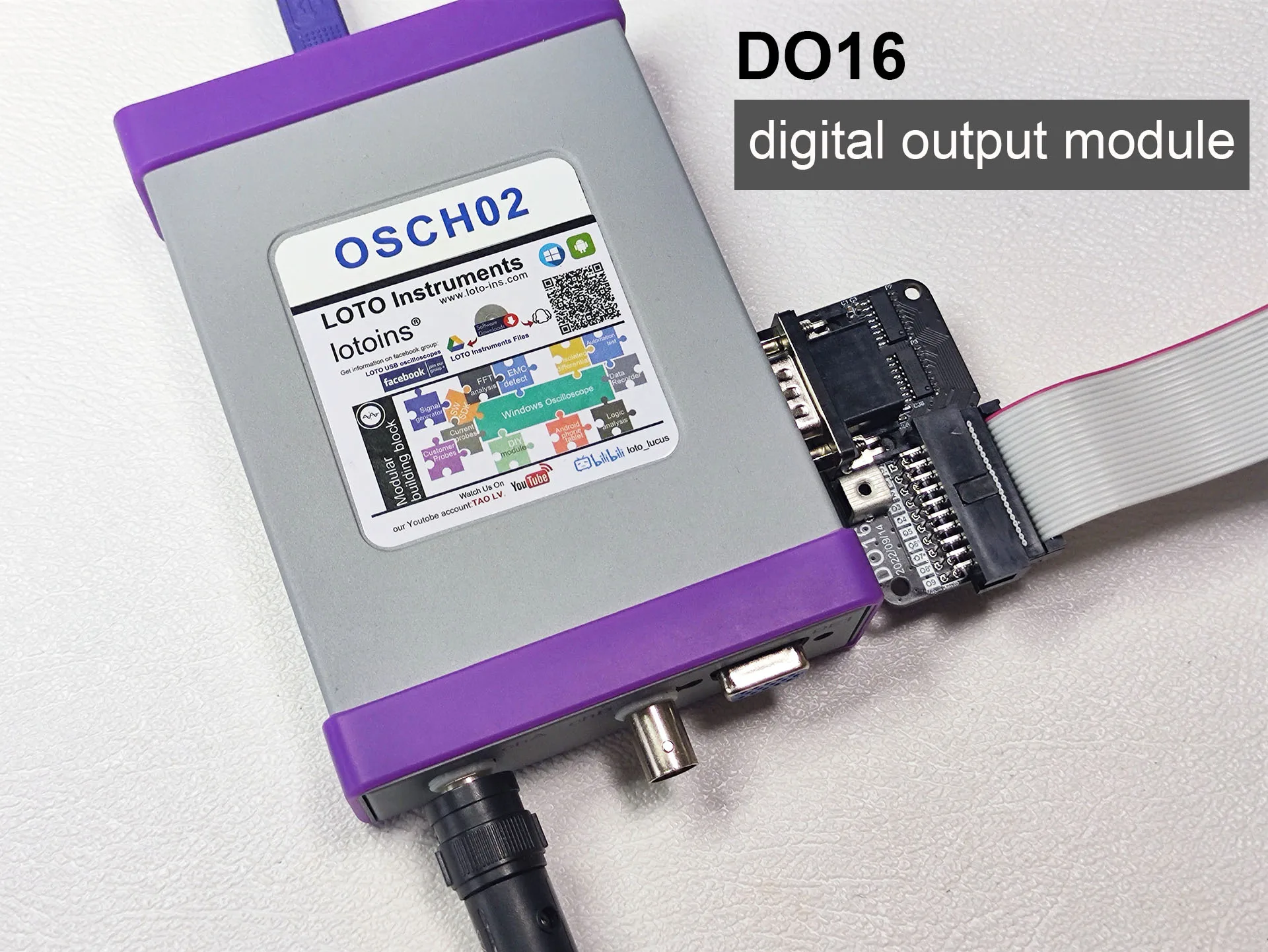 LOTO Oscilloscope Extension Module; DO16; 16-Channel Digital Output; software control; plug and play