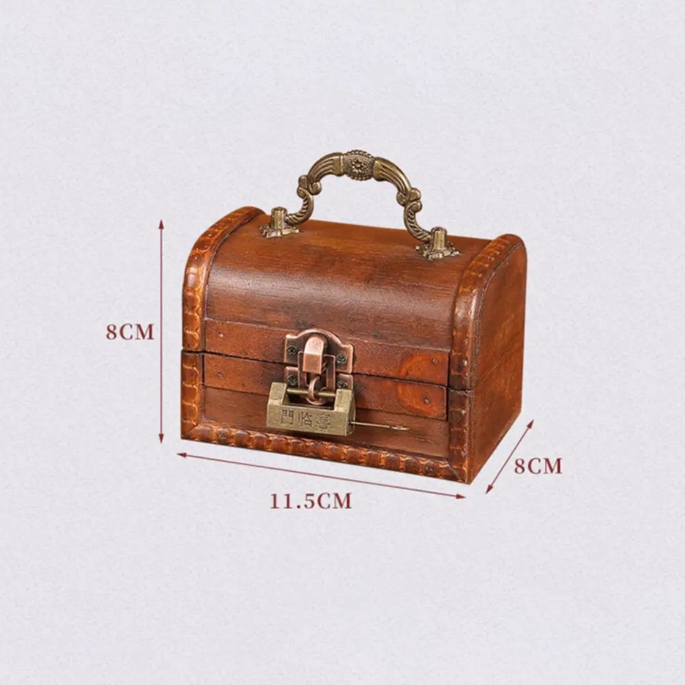 Suitcase Wooden Antique Storage Box High-capacity Retro Vintage Jewelry Organizer Multifunction Portable Treasure Decorative Box