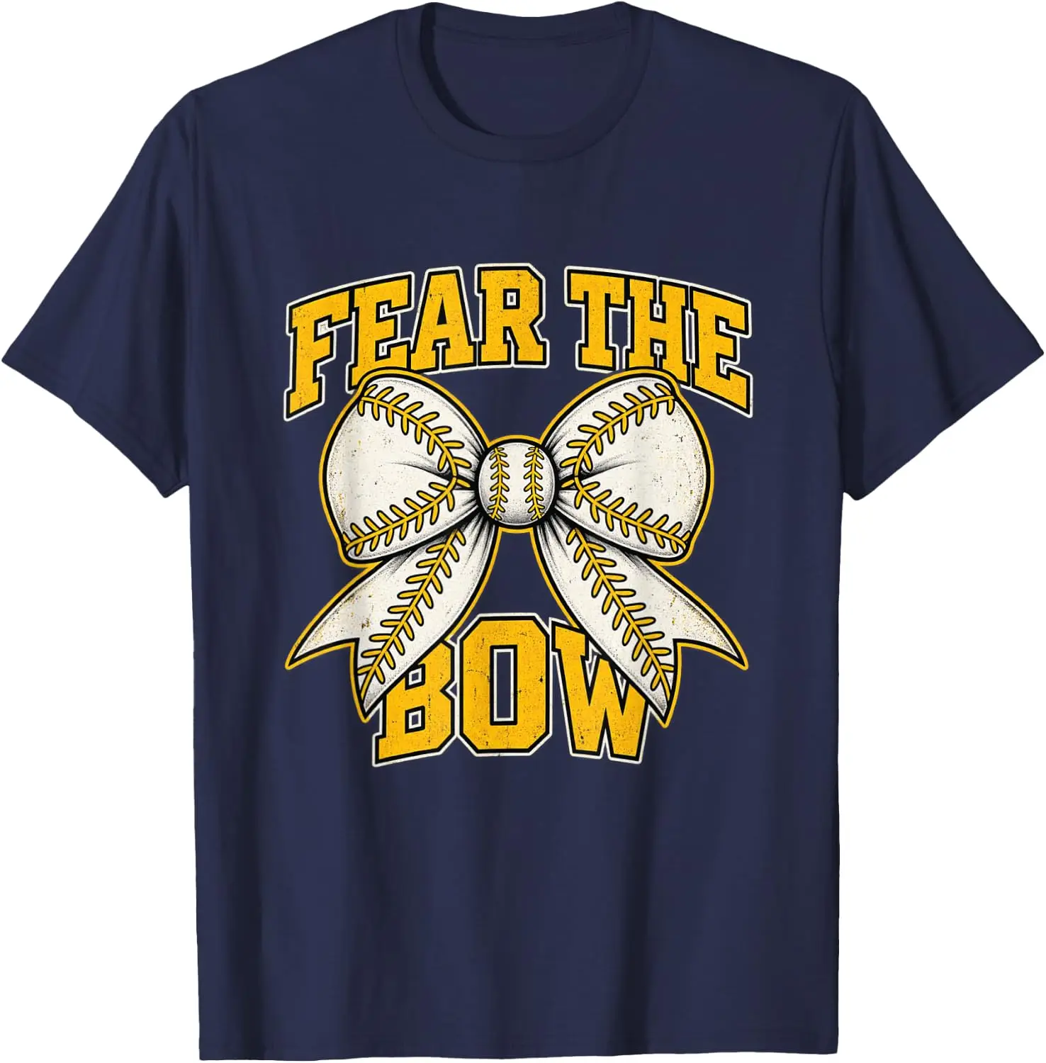 Fear The Bow Girls Rugby Bow Player Baseball Season T-Shirt Women Short Sleeve Rugby Game Day Tshirts