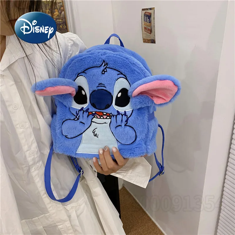 Disney Stitch New Mini Plush Backpack Cartoon Cute Children\'s School Bag 3D Fashion Women\'s Backpack Large Capacity High Quality