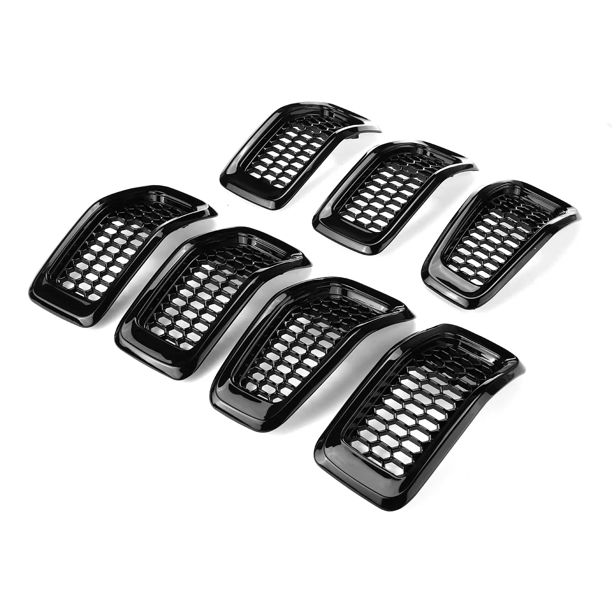 

7PCS For Jeep Cherokee 2014-2018 Exterior HONEYCOMB Racing Grille Chrome/Glossy Car ABS Front Mesh Racing Grills