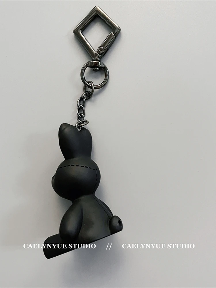 Cute Cartoon Rabbit Resin Doll Car Keychain Bag Pendant Unisex Couple Trendy Item Soft Plush Toy Automotive Accessory