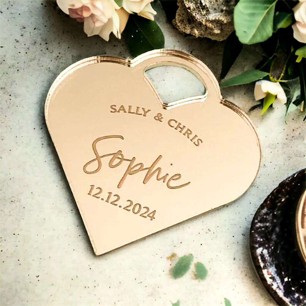 

50Pcs Heart Engraved Wedding Place Cards,Personalised Wedding Décor,Guest Name Places,Seating Place tag,Luxury Place Name