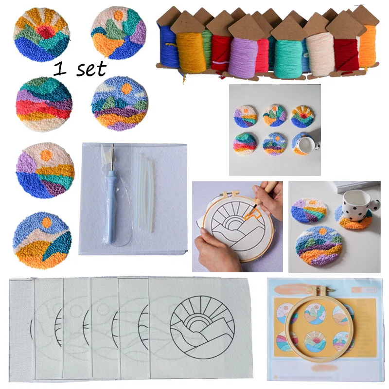 

Набор для рукоделия: войлочные подставки ручной работы в стиле ландшафтного искусства, для начинающих, аксессуары для шитья и творчества