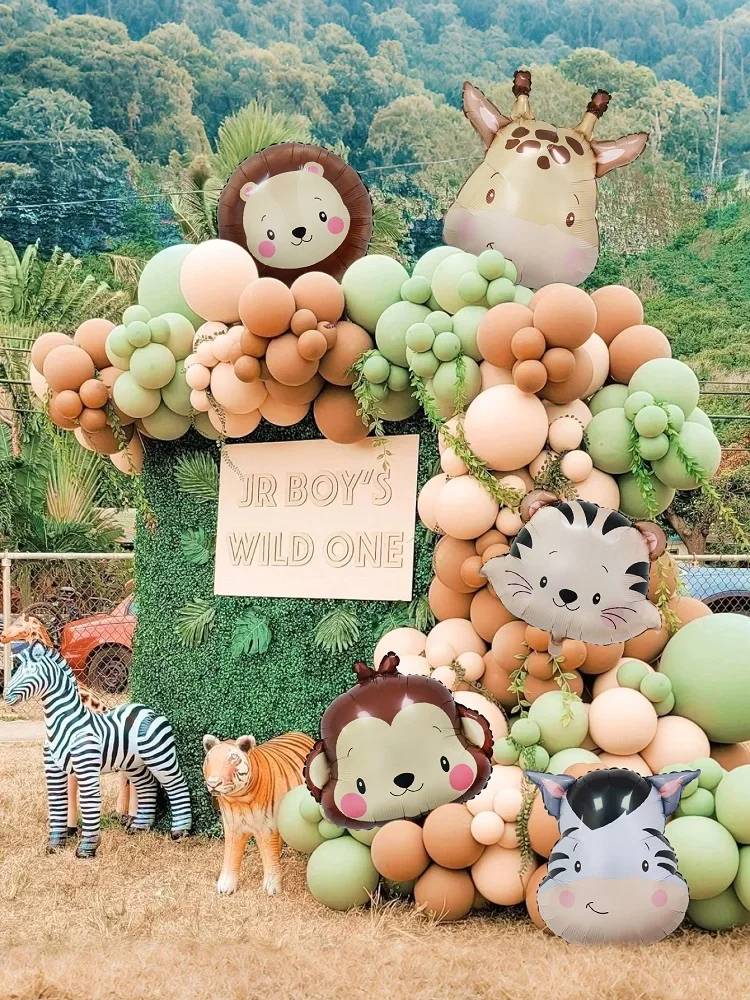 1/5 Stück Tierkopf Ballon Löwe Affe Tiger Zebra Giraffe Perfekt für Geburtstagsparty-Dekoration, Dschungel-Party-Dekoration – Detail 3