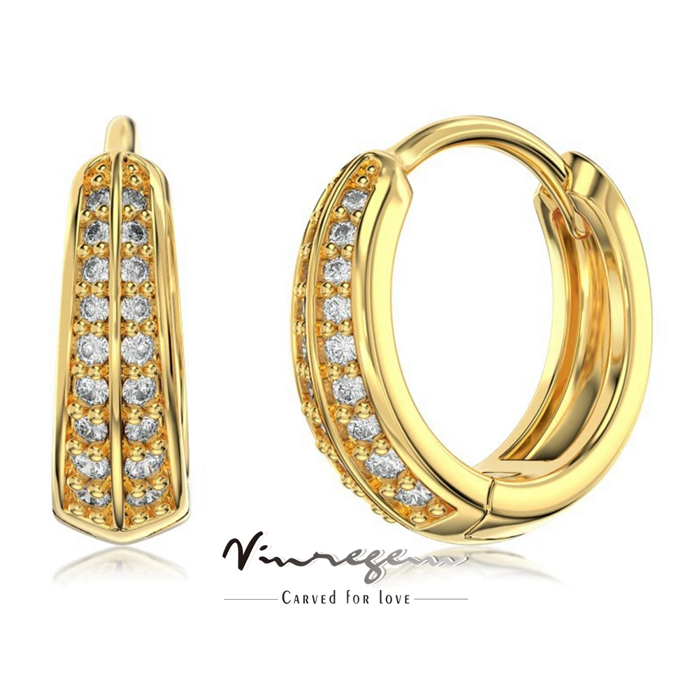 Vinregem Lab Created Sapphire Gemstone Vintage Hoop Earrings for Women 18K Gold Plated 925 Sterling Silver Jewelry Wholesale