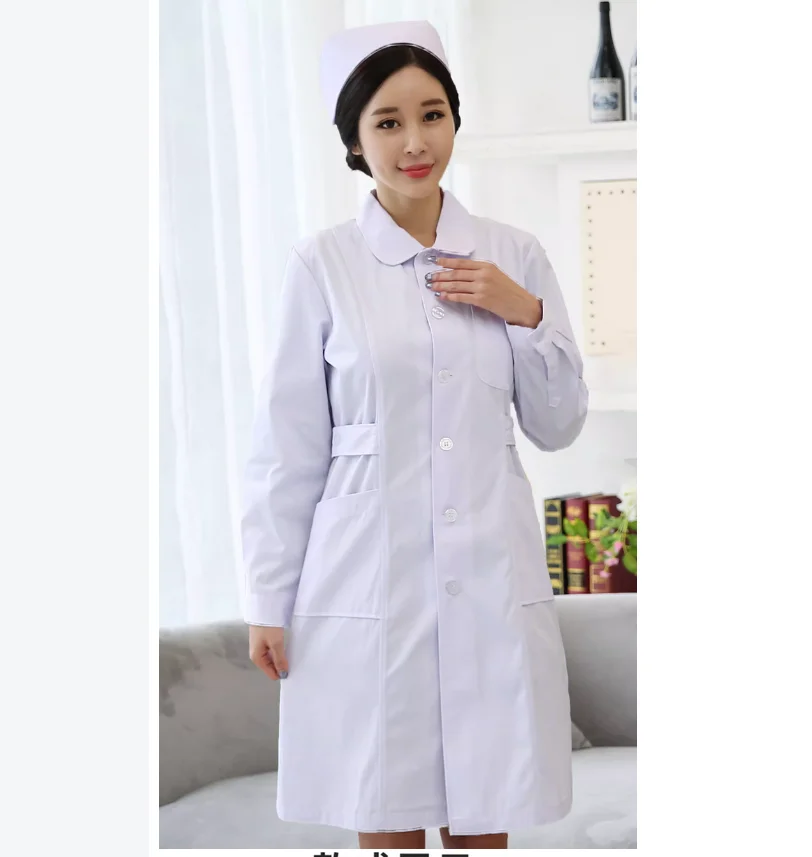 

Long and short sleeved nurse uniform for women and men, beauty salon pharmacy doctor's white coat