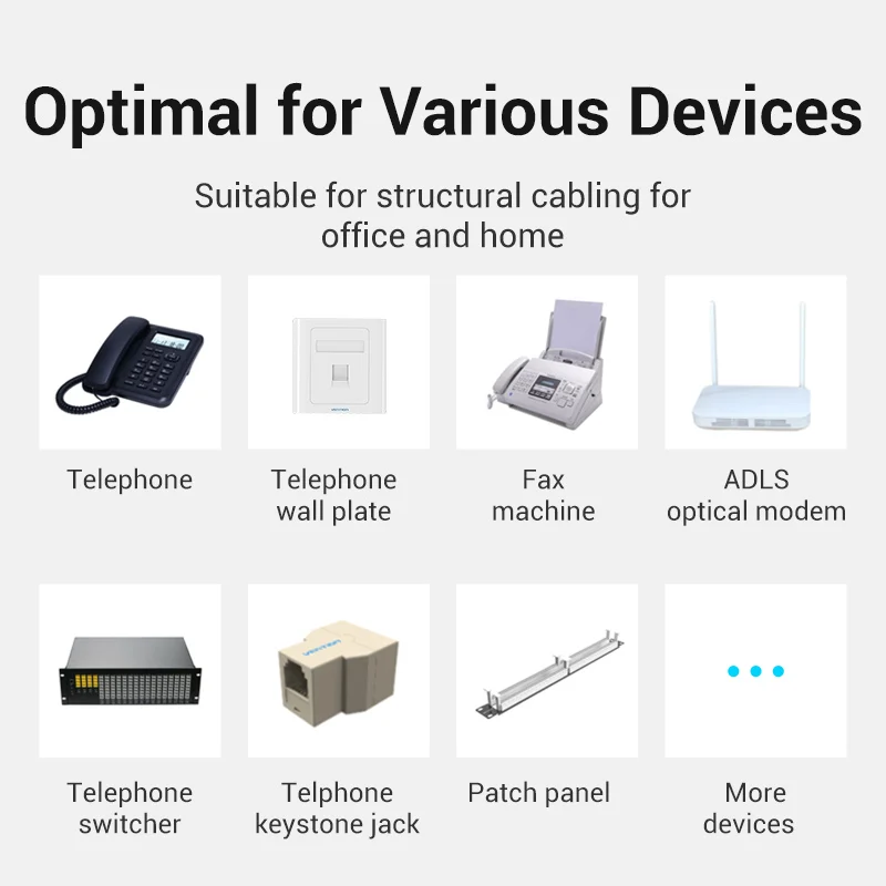 Vention RJ11 kabel telefoniczny RJ11 z męskiego na męskie przewód telefoniczny 6P4C do modemu DSL odpowiedź maszyna Caller ID faks przewód