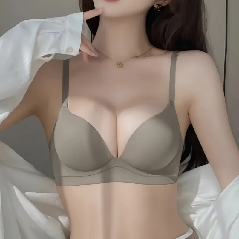 Small Chest Push-Up Bras Women Seamless Underwear Gathered Non-wire Sexy Lingerie Comfort 3/4 Cup Bra Solid Color Brassiere