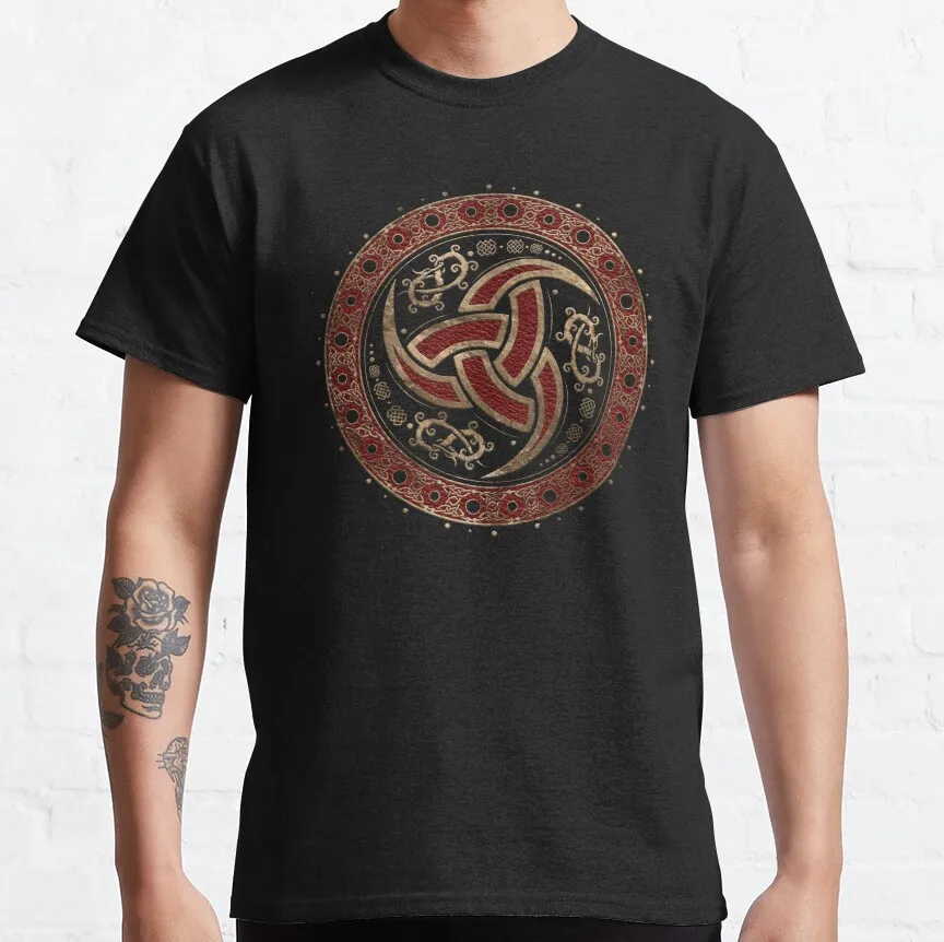 Odin’s Horn Valhalla Ancient viking runas celtic knot middle ages nordic symbols printed t shirt plus size men's clothing