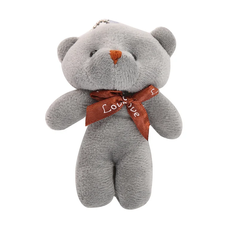 10pcs/pack 12cm Mini Bow Tie Teddy Bear Pendant Plush Toy Colorful Teddy Plush Keychain