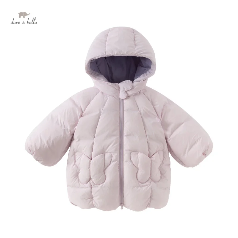 Dave Bella Children Girls White Duck Down Tops Outerwear 2024 Autumn Winter Casual Sweet Overcoat Outdoor Parak Warm DB4242971