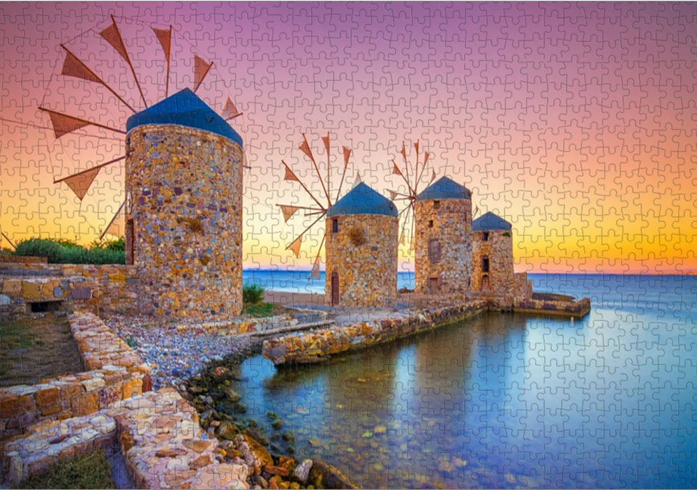 

Windmill at dusk The wooden puzzle 1000 pieces ersion jigsaw puzzle white card adult children's educational toys