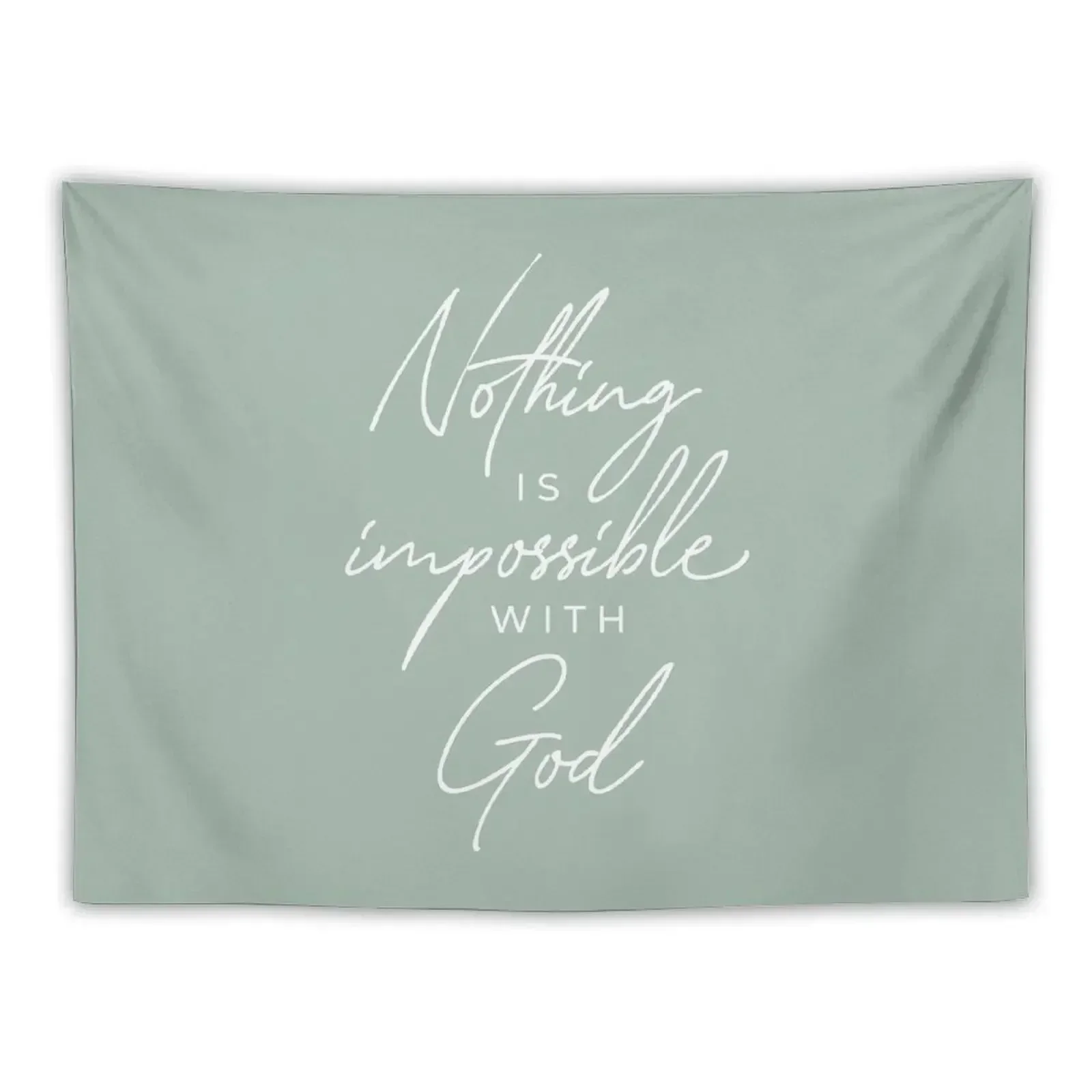 

Nothing is Impossible with God | Luke 1:37 Bible Verse | Seafoam Green Tapestry Wall Art Decoration Home Tapestry