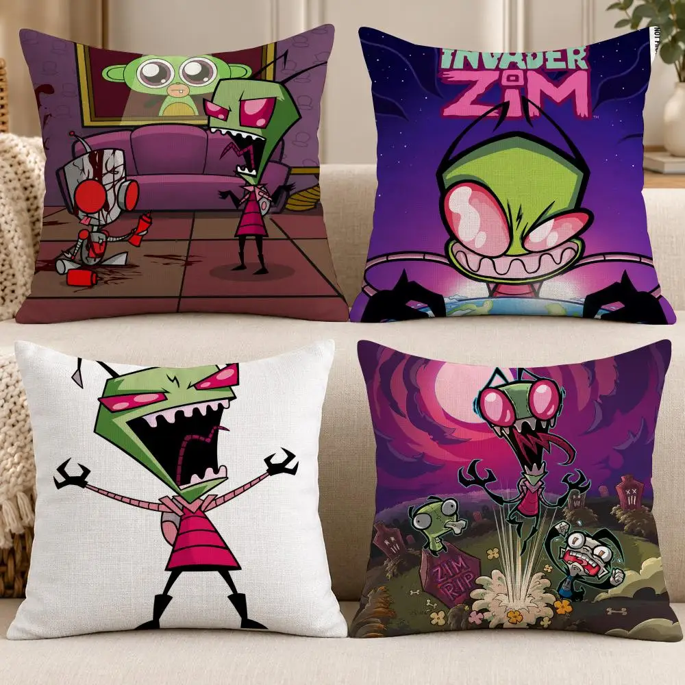 Cartoon SciFi I-Invader Zim Cushion Cover Soft Short Cover Washable Sofa Bed Dorm Garden Home Office Chair Decor