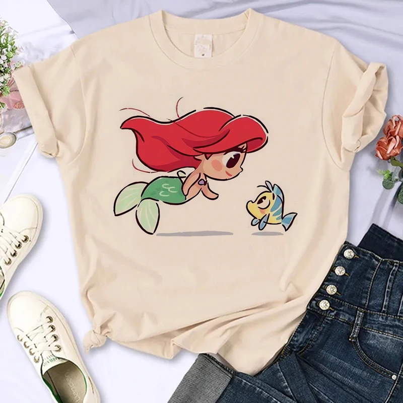 New in Disney Princess T Shirt Women Harajuku 90s Cute T-shirt Funny Tshirt Female Clothes