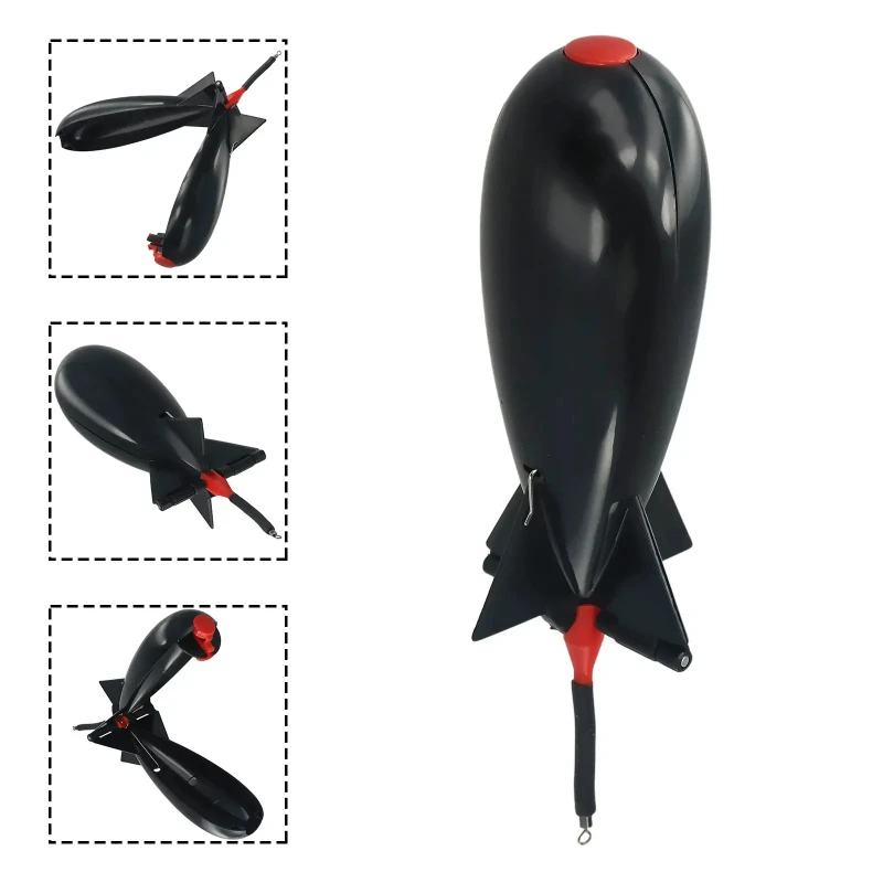 

1pcs Fishing Rocket Feeder Carp Fishing Rocket Feeder Spod Bomb Float Lure Bait Holder Pellet Rocket Feeder Black Fishing Tools