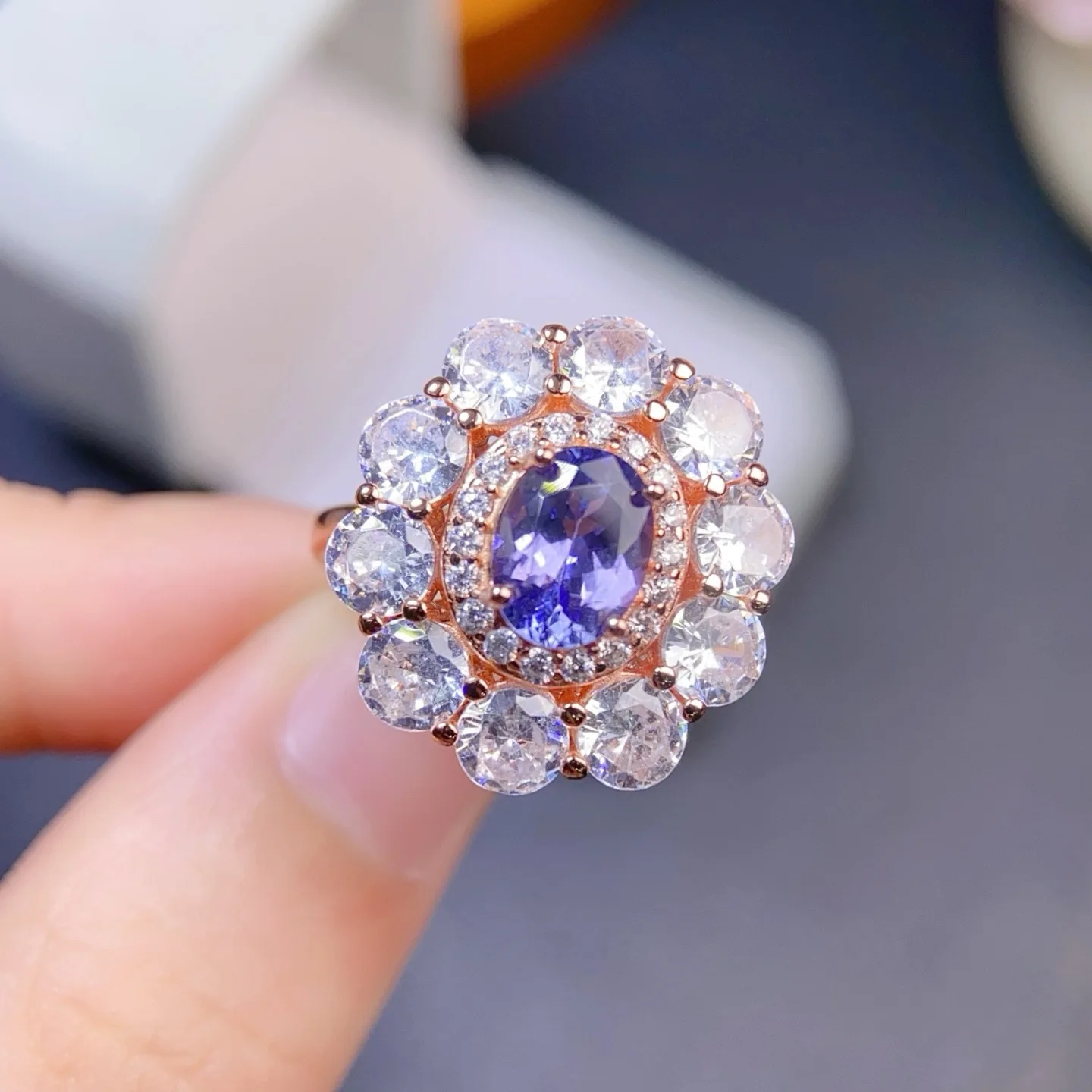 

Natural Tanzanite Ring Vivid Purple, Eye Clean 6*8mm Sparkling Gemstone, S925 Sterling Silver Precision Crafted Jewelry