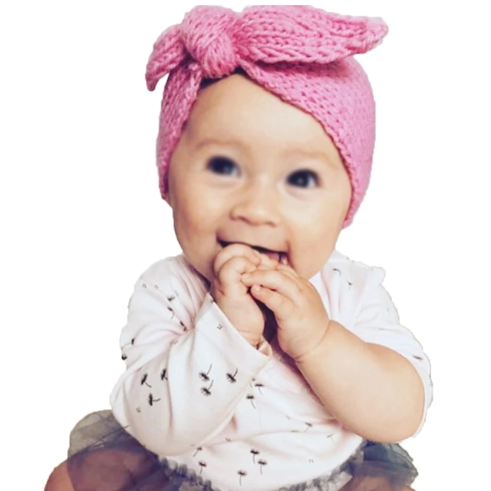 

6 Pcs Bunny Ear Headband Crochet Turban Knitted Toddler Kids Infant Warm Cozy Ear Warmer Hair Toppers Rabbit Ears Neutral Color