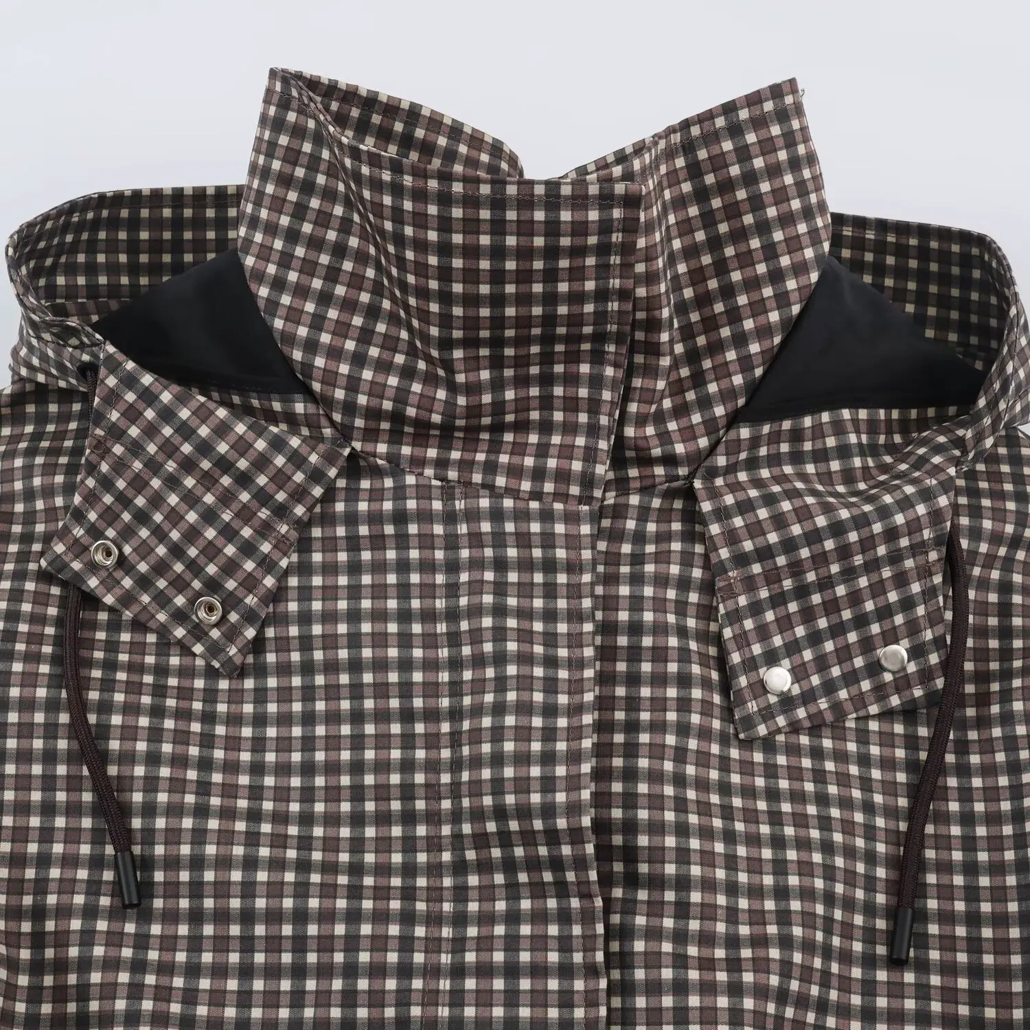 Modische Retro-Karo-Kapuzenjacke für Damen, Langarm, Tailliert, Locker Sitzend, Leichte Oberbekleidung, Mantel, Herbst 2026, Neue Alltagsjacken – Detail 12