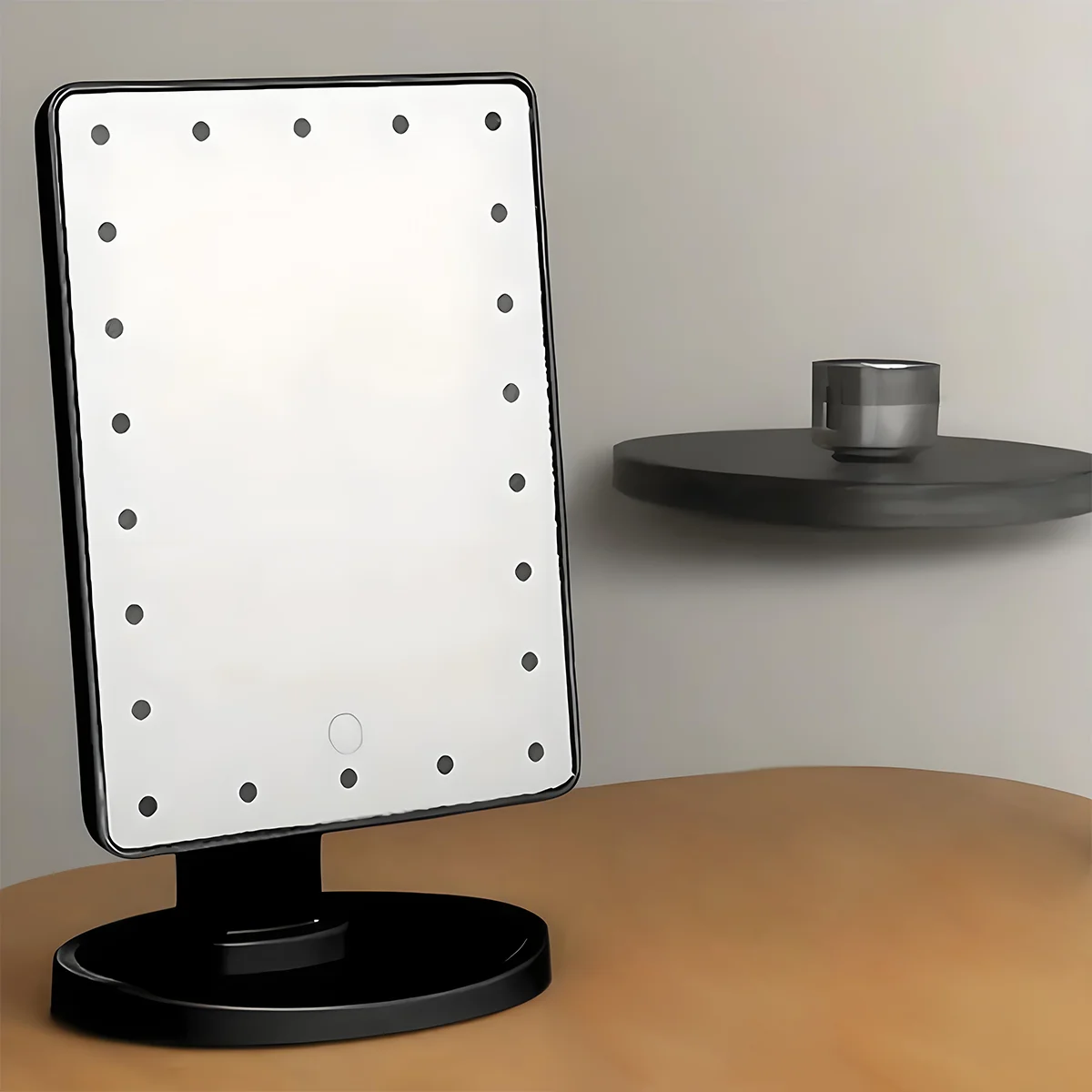 1PC-LED desktop makeup mirror, night light touch sensitive design, 360 degree rotating storage, creating a perfect makeup look