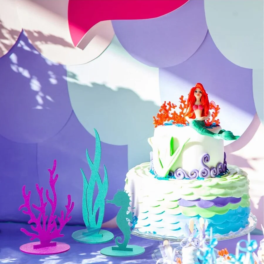 12 Pcs Mermaid Felt Table Centerpiece,Little Mermaid Birthday Decorations,Under the Sea Party Decorations Supplies,Baby Shower view 3