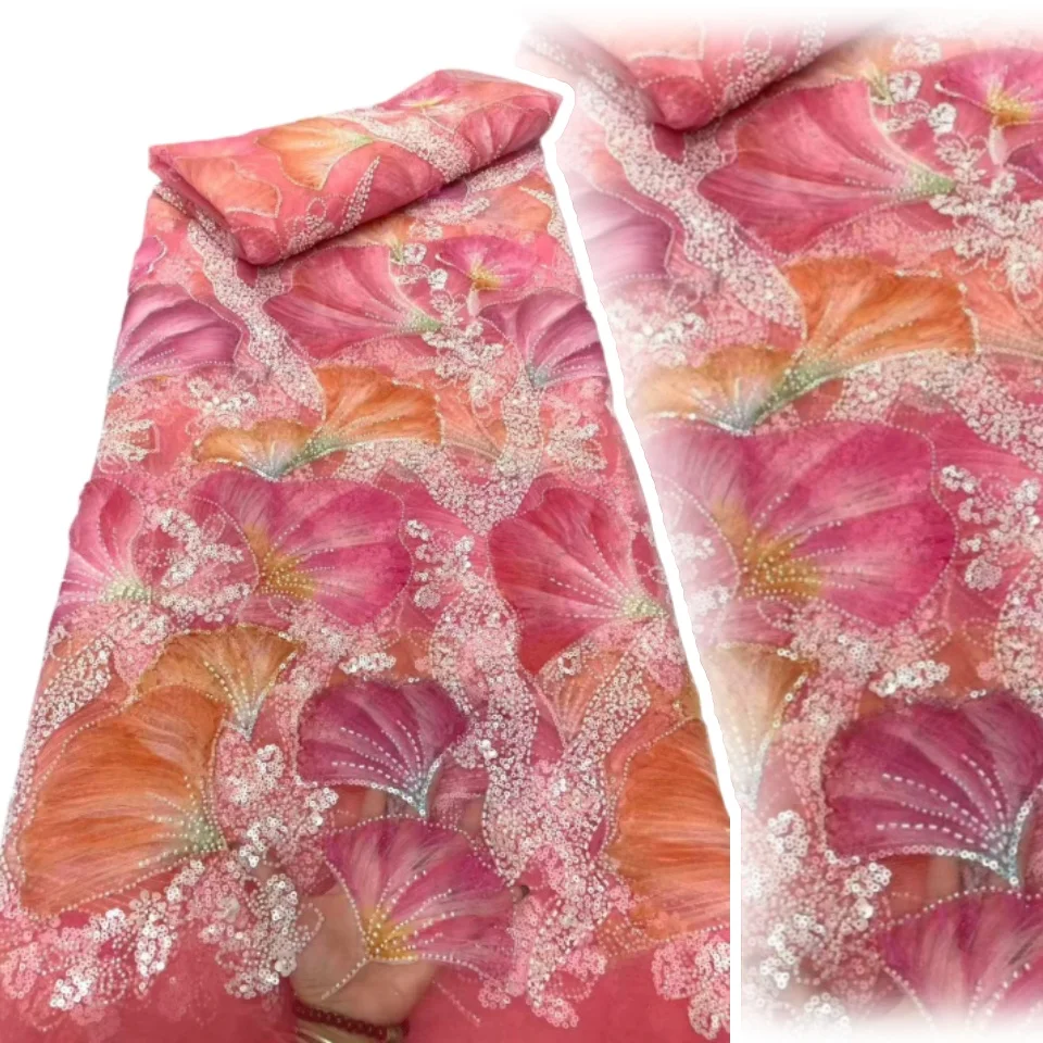 

African Groom Lace Fabric Latest Nigerian Laces Fabric 2025 High Quality Lace Sequins Embroidered French For Party Dresses A1108