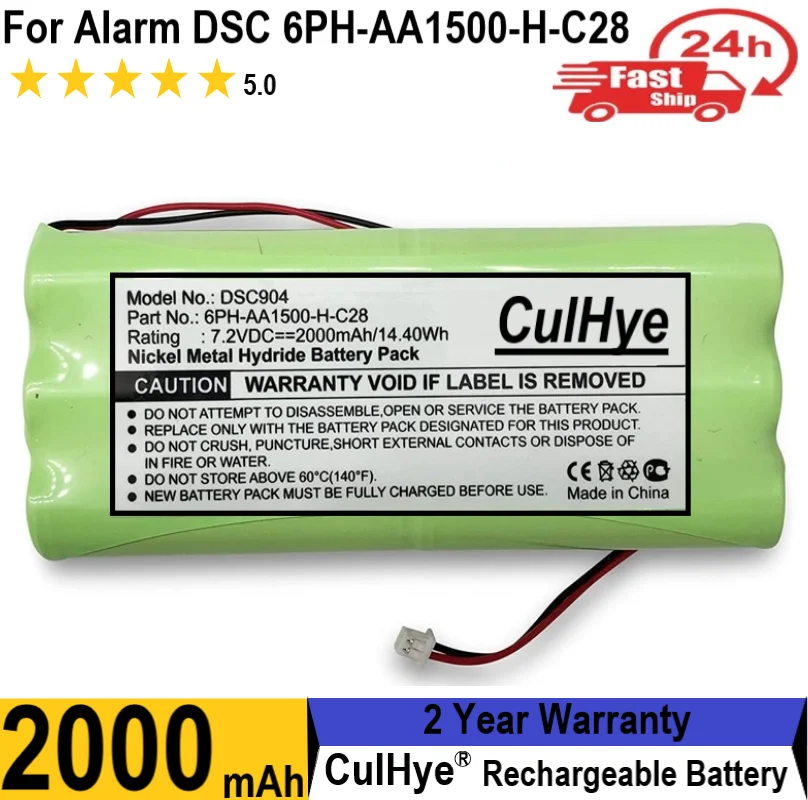 7.2V Ni-Mh Replacement Battery for Alarm DSC 6PH-AA1500-H-C28, 9047 Powerseries Security System, SCW9045, Direct Sensor, 2000mAh