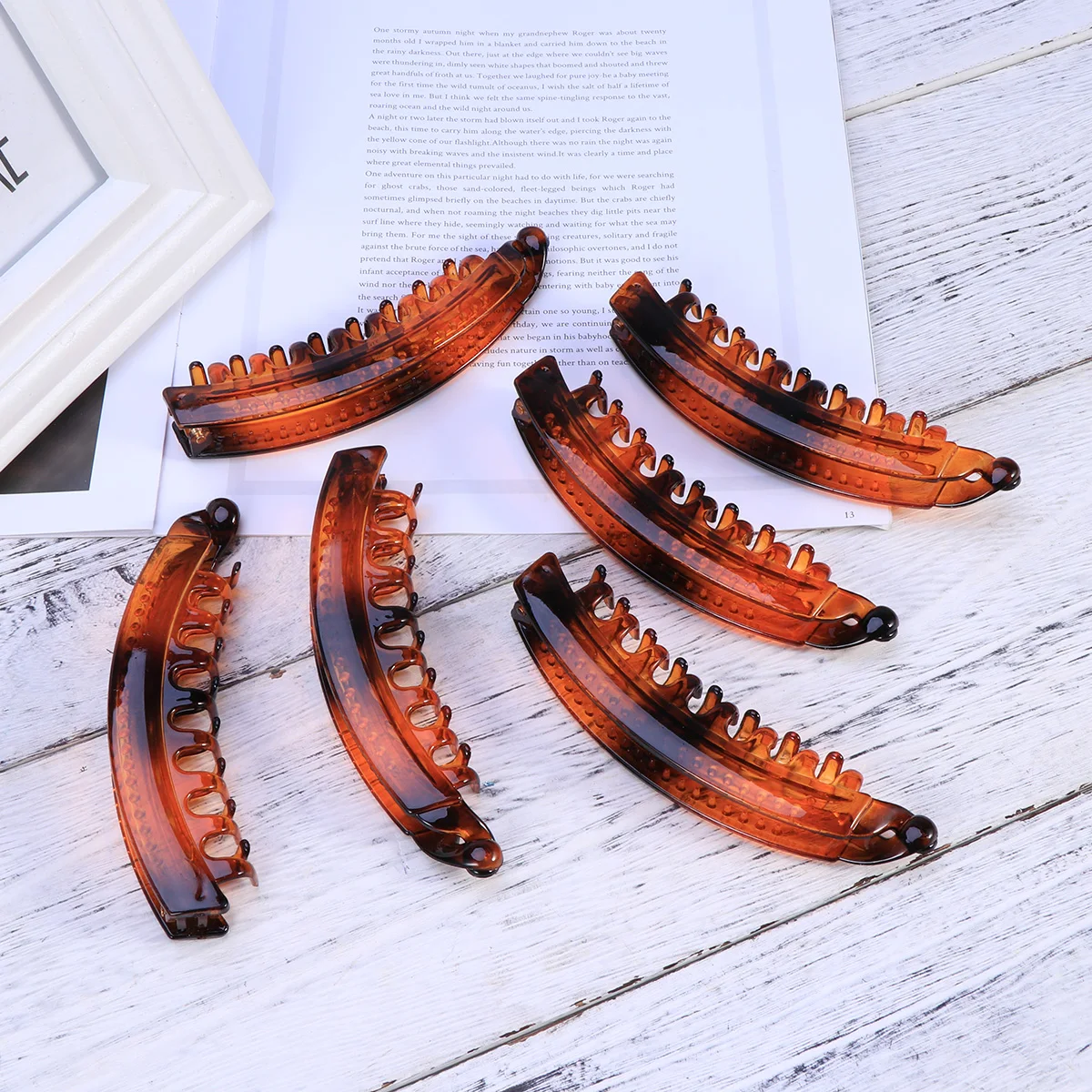 

6 Pcs Banana Clip Durable Hair Toothed Long Updo Ponytail Holder Strong Tension