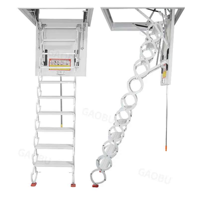 Carbon steel and titanium magnesium alloy household electric and manual loft ladders