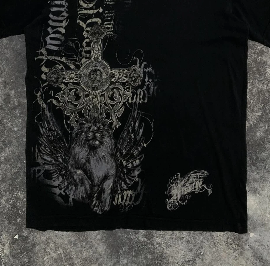 Playera de algodón vintage Y2K Southpole, con gráfico gótico, corte oversize, unisex, estilo urbano, suave 4