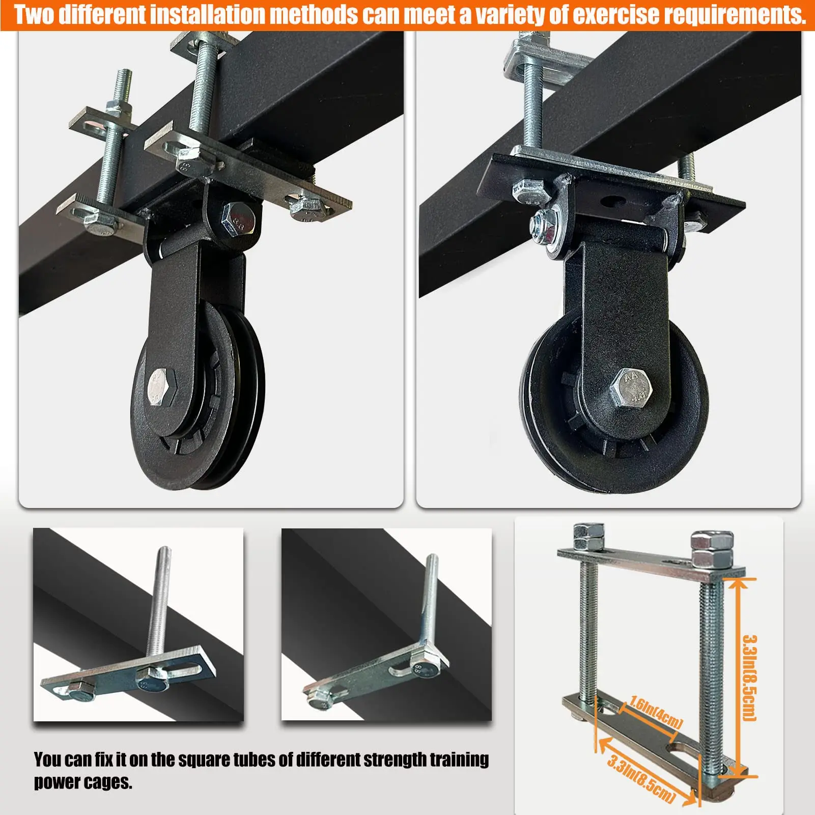 Fitness Pulley Cable Machine For Square Metal Tube For 50mm/60mm Home Pull Down Loading Lifting Machine Pulley Attachment