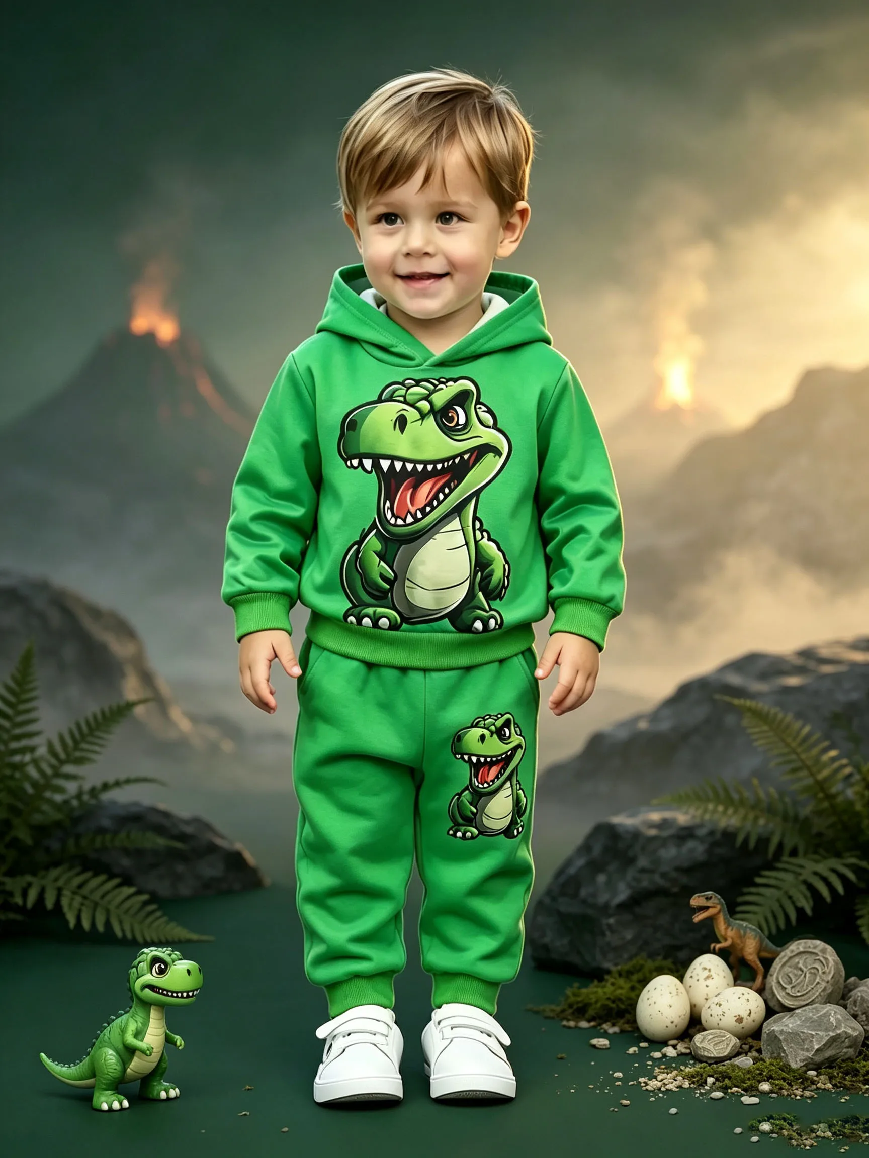 Kids Toddler Boys Cartoon Dinosaur Hoodie 2Pcs Set Long Sleeve Jogger Pants Autumn Tracksuit Outfit