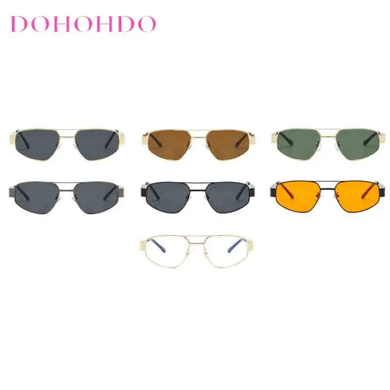 DOHOHDO New Fashion Sun Glasses Unisex Retro Anti-UV Spectacles Alloy Eyeglasses Pilot Personality Double Beam Sunglasses UV400