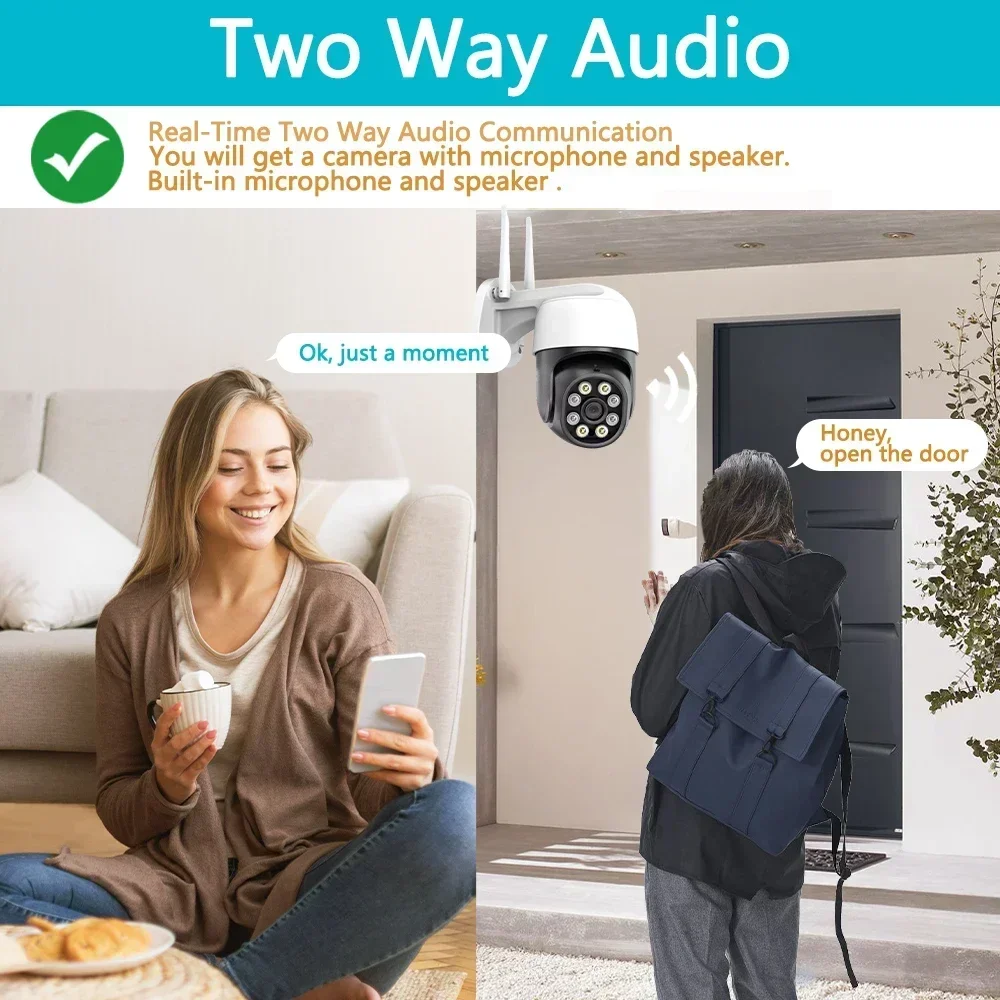 5MP Smart Life Mini PTZ Camera Color Night Vision Home Auto Tracking PTZ Control CCTV Wifi Surveillance Camera Tuya App