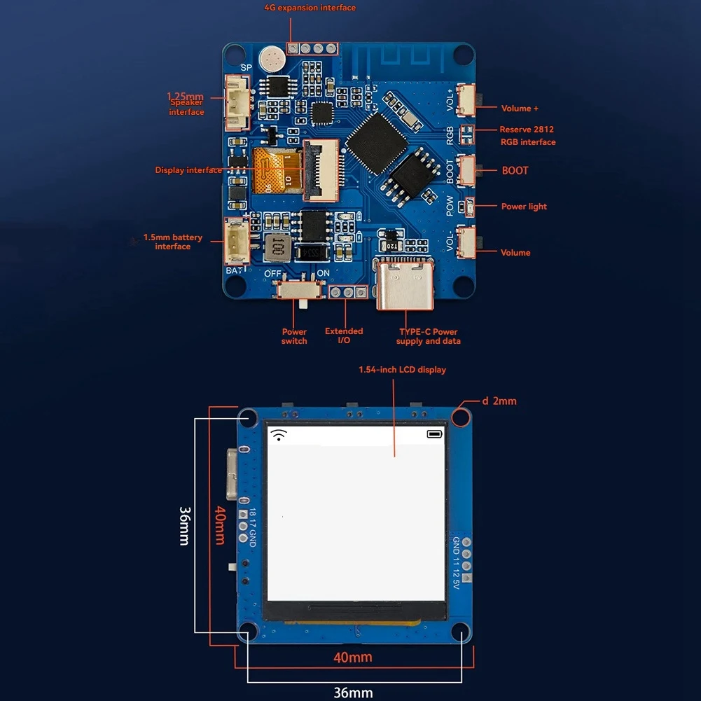 Happy New-  Xiaozhi -AI WiFi Voice Chat Module Smart Voice Assistant 1.54 Inch LCD Screen Supports for B